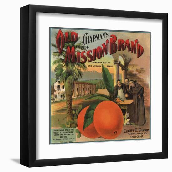 Old Mission Brand - Placentia, California - Citrus Crate Label-Lantern Press-Framed Art Print