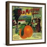 Old Mission Orange Label - Fullerton, CA-Lantern Press-Framed Art Print