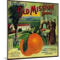 Old Mission Orange Label - Fullerton, CA-Lantern Press-Mounted Art Print