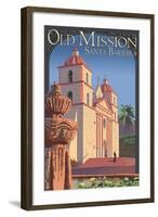 Old Mission - Santa Barbara, California-Lantern Press-Framed Art Print