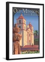 Old Mission - Santa Barbara, California-Lantern Press-Framed Art Print