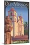 Old Mission - Santa Barbara, California-Lantern Press-Mounted Art Print