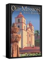 Old Mission - Santa Barbara, California-Lantern Press-Framed Stretched Canvas