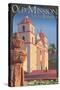 Old Mission - Santa Barbara, California-Lantern Press-Stretched Canvas