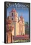 Old Mission - Santa Barbara, California-Lantern Press-Framed Stretched Canvas