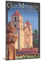 Old Mission - Santa Barbara, California-Lantern Press-Mounted Art Print