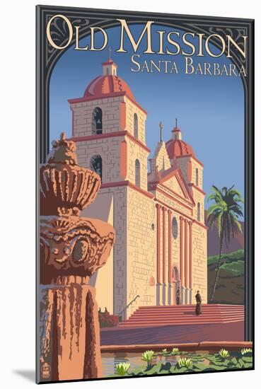 Old Mission - Santa Barbara, California-Lantern Press-Mounted Art Print