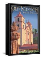 Old Mission - Santa Barbara, California-Lantern Press-Framed Stretched Canvas
