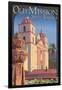 Old Mission - Santa Barbara, California-Lantern Press-Framed Art Print