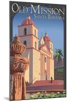 Old Mission - Santa Barbara, California-Lantern Press-Mounted Art Print