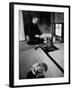 Old Monk Sitting in Cell Meditating and Performing Tea Ceremony-Howard Sochurek-Framed Photographic Print