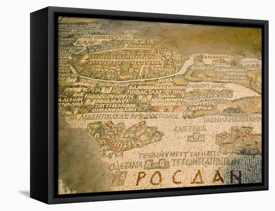 Old Mosaic Map of the World in St. Georges Church, Madaba, Jordan, Middle East-Richardson Rolf-Framed Stretched Canvas