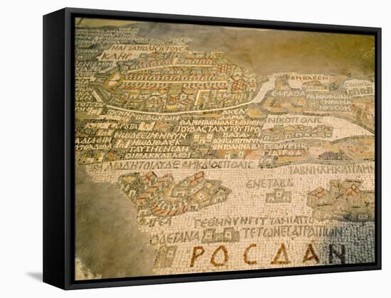 Old Mosaic Map of the World in St. Georges Church, Madaba, Jordan, Middle East-Richardson Rolf-Framed Stretched Canvas