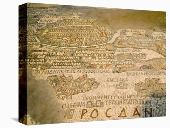 Old Mosaic Map of the World in St. Georges Church, Madaba, Jordan, Middle East-Richardson Rolf-Stretched Canvas