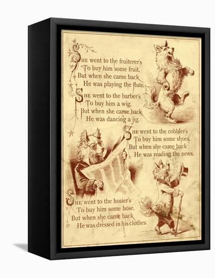 Old Mother Hubbard: Dancing, Reading News, Wearing Clothes-null-Framed Stretched Canvas