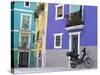 Old Motorcycle Outside a Purple Painted House in Villajoyosa, in Valencia, Spain, Europe-Mawson Mark-Stretched Canvas