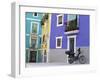 Old Motorcycle Outside a Purple Painted House in Villajoyosa, in Valencia, Spain, Europe-Mawson Mark-Framed Photographic Print