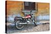 Old Motorcyle in Colonial Antigua, Guatemala-Charles Harker-Stretched Canvas