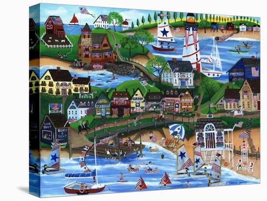 Old New England Seaside 4th of July Celebration-Cheryl Bartley-Stretched Canvas