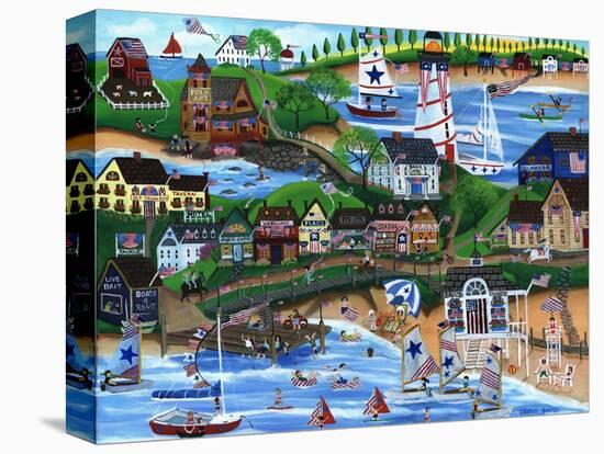 Old New England Seaside 4th of July Celebration-Cheryl Bartley-Stretched Canvas