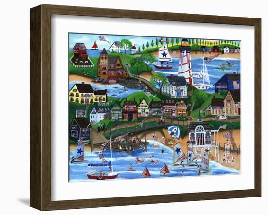 Old New England Seaside 4th of July Celebration-Cheryl Bartley-Framed Giclee Print