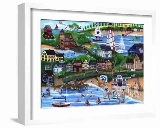 Old New England Seaside 4th of July Celebration-Cheryl Bartley-Framed Giclee Print