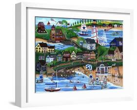 Old New England Seaside 4th of July Celebration-Cheryl Bartley-Framed Giclee Print