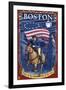 Old North Church and Paul Revere - Boston, MA-Lantern Press-Framed Art Print