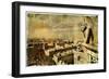 Old Notre Dame- View On Paris - Vintage Card-Maugli-l-Framed Art Print