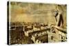 Old Notre Dame- View On Paris - Vintage Card-Maugli-l-Stretched Canvas