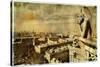 Old Notre Dame- View On Paris - Vintage Card-Maugli-l-Stretched Canvas