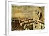 Old Notre Dame- View On Paris - Vintage Card-Maugli-l-Framed Art Print