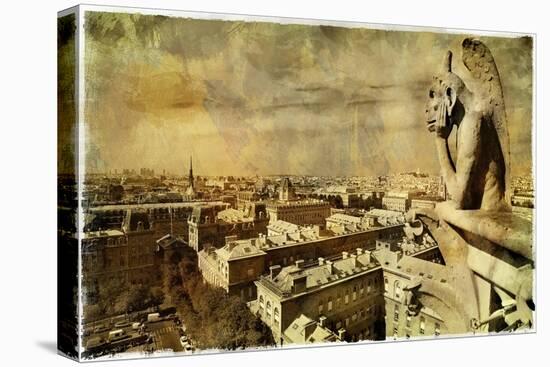 Old Notre Dame- View On Paris - Vintage Card-Maugli-l-Stretched Canvas