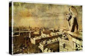 Old Notre Dame- View On Paris - Vintage Card-Maugli-l-Stretched Canvas