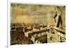 Old Notre Dame- View On Paris - Vintage Card-Maugli-l-Framed Art Print