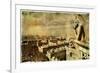 Old Notre Dame- View On Paris - Vintage Card-Maugli-l-Framed Art Print