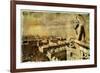 Old Notre Dame- View On Paris - Vintage Card-Maugli-l-Framed Art Print