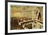 Old Notre Dame- View On Paris - Vintage Card-Maugli-l-Framed Art Print