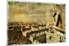 Old Notre Dame- View On Paris - Vintage Card-Maugli-l-Mounted Art Print