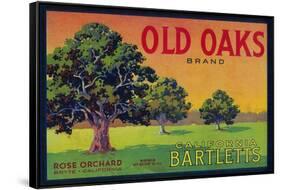 Old Oaks Pear Crate Label - Bryte, CA-Lantern Press-Framed Stretched Canvas