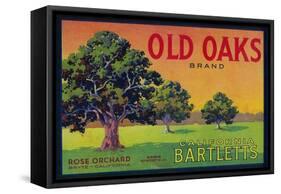 Old Oaks Pear Crate Label - Bryte, CA-Lantern Press-Framed Stretched Canvas