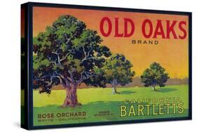 Old Oaks Pear Crate Label - Bryte, CA-Lantern Press-Stretched Canvas