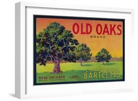 Old Oaks Pear Crate Label - Bryte, CA-Lantern Press-Framed Art Print