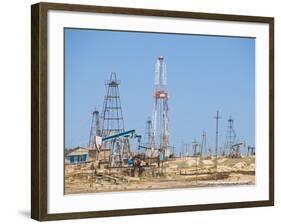 Old Oil Rigs at the Abseron Peninsula, Near Baku, Azerbaijan, Central Asia, Asia-Michael Runkel-Framed Photographic Print