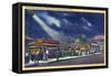 Old Orchard Beach, Maine - Amusement Center at Night View-Lantern Press-Framed Stretched Canvas