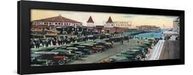 Old Orchard Beach, Maine - Crowds and Parked Cars Near Pier Scene-Lantern Press-Framed Art Print