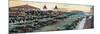 Old Orchard Beach, Maine - Crowds and Parked Cars Near Pier Scene-Lantern Press-Mounted Premium Giclee Print