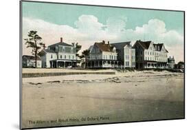 Old Orchard Beach, Maine - Exterior View of the Atlantic and Abbott Hotels-Lantern Press-Mounted Art Print