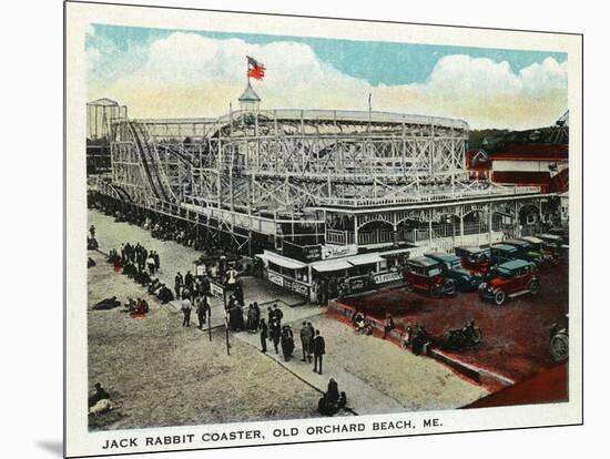 Old Orchard Beach, Maine - Jack Rabbit Rollercoaster-Lantern Press-Mounted Art Print