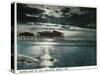 Old Orchard Beach, Maine - Moonlight Scene-Lantern Press-Stretched Canvas